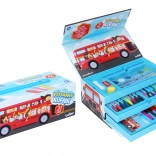 Kunstnerkuffert til børn med busmotiv, 31 dele