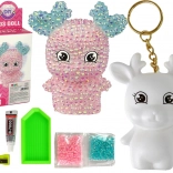 Kreativt sæt DIY pink diamant rensdyr 3D vedhæng med krystaller