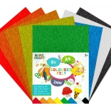 Sæt farvede filtark A4, 8 ark, 2 mm