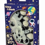 Selvlysende dekorationer til væg og loft – stjerner og himmellegemer, 41 stk.