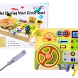 Træ sensorisk manipulationsbræt bil med LED-lys