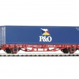 PIKO Lgs579 fladvogn med 40 ft P&O-container, DB AG, H0 (epoke V)