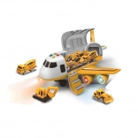 Passagerfly med lastrum og 3 små biler 1:64