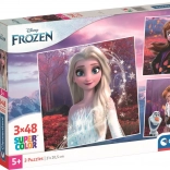 Puslespil 3×48 brikker DISNEY FROZEN – sæt med kvadratiske puslespil
