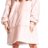 Cozy Noxxiez CH357 Beige – varm tv-hoodie-tæppe med hætte til teenagere og voksne