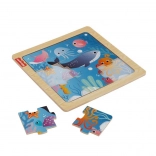 Træpuslespil Fisher-Price – ocean, 9 brikker