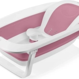 Lionelo Foldbar badekar med termometer og liggestol Pink Magnolia