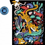 3D Tigerpuslespil med briller, 50 brikker