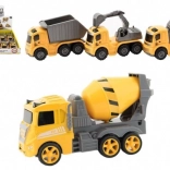 Plast bygge-lastbil på friløb 10 cm – 3 typer, boks med 12 stk