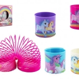 Plastisk spiral-fjeder med enhjørninge, diameter 6,5 cm