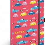 Linet notesbog med hårde omslag 13 × 21 cm med elastik og penneholder