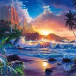 Diamantmaleri Solnedgang på øen 30x40 cm
