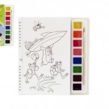 Malebog med farver og pensel Muldvarpen og helikopteren