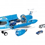 Flystationssæt med lys- og lydeffekter 40 cm med 6 biler