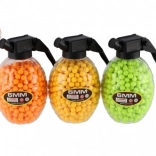 6 mm gummikugler til pistol i granatformet dåse (800 stk., 3 farver)