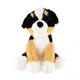 Plysbamse – siddende hund 38 cm sort‑brun‑hvid