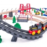 Træjernbane med batteritog, 80 dele