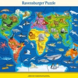 Ravensburger puslespil verdenskort med dyr