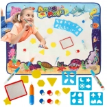 Aqua Magic vandtegningsmåtte XXL med sæt af stempler og skabeloner 100 × 80 cm