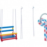 Farverig trægynge 38 × 30 cm, belastning 80 kg