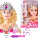 Dukkehovede til styling med krone og tilbehør