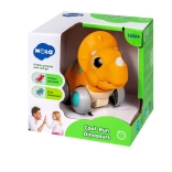 Interaktiv plastdinosaur på hjul med friktionstræk og bevægelig kæbe