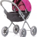 Dyb barnevogn til dukker Chipolino Daisy Grey/Pink