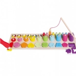 Træbaseret læringssæt 4-i-1 med tal, former og magnetisk fiskeri