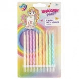 Fødselsdagslys til kage med enhjørningemotiv, 10 stk.