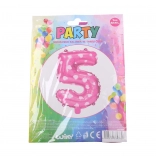 Ballon tal 5 pink med hjerter 82 × 47 cm