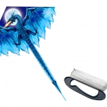 Stor blå drage med lang hale 170 cm x 130 cm