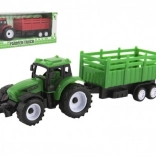 Plasttraktor med trailer 21 cm med frihjul, 2 farver