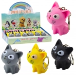 Nøglering med kat med LED-lygte og lyd, mix af farver