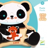 Træpuslespil Puzzlo Panda fra Djeco