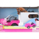 Dukke-bil med trailer og hest