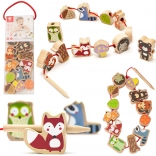 Snørelegetøj i træ med skovdyr, 13 dele – Classic World