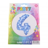 Oppustelig ballon tal 4 blå med stjerner