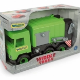 Grøn skraldebil WADER Middle Truck, 42 cm, i æske