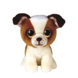 Plys hund Hugo brun-hvid 15 cm