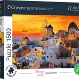 Puzzle TREFL UFT romantisk solnedgang: Oia, Santorini 1500 brikker
