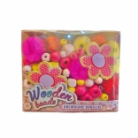 Små træperler i lyserød – kreativt sæt til smykkefremstilling