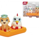 Flydende badebåd med dyr: hund og kylling