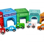 pyramide af kopper med køretøjer