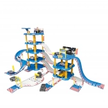 Stor garage politistation, 4 etager, tankstation, 100 dele