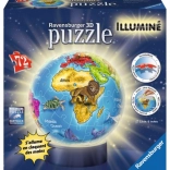 Ravensburger 3D Lyspuslespil Kugle Globus 72 brikker