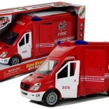 Brandbil med friktionsmotor, lys og lyde, åbne døre