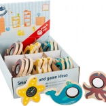 Small Foot sanselegetøj i træ – ocean: hval og blæksprutte