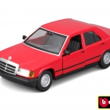Metalmodelbil Bburago 1:24 Plus 1987 Mercedes-Benz 190E rød