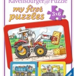 Mit første puslespil Byggemaskiner 3×6 brikker RAVENSBURGER