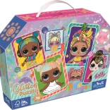 Puslespil 70 brikker glitrende i kuffert Farverige L.O.L-dukker